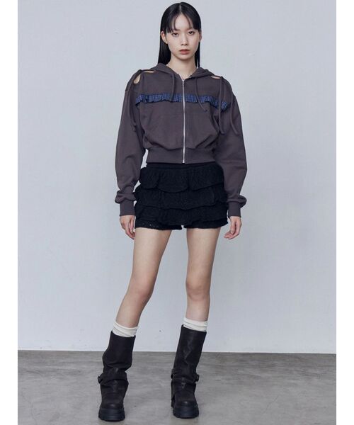 EMODA（エモダ）の「カットアウトリボンフーディ（パーカー・レディース・グレー/ブラック/ライトグレー・FREE）」の15枚目の写真