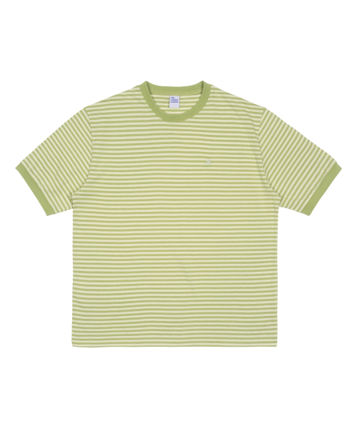 THECOLDESTMOMENT(ザコールデストモーメント)の「TCM mini logo stripe ringer T (lime)(Tシャツ/カットソー・メンズ・その他・S/M/L)」の1枚目の写真