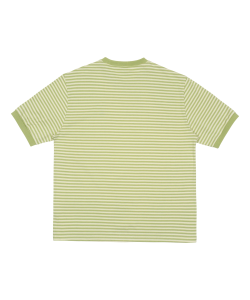 THECOLDESTMOMENT(ザコールデストモーメント)の「TCM mini logo stripe ringer T (lime)(Tシャツ/カットソー・メンズ・その他・S/M/L)」の3枚目の写真