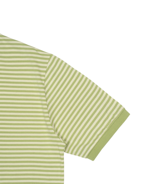 THECOLDESTMOMENT(ザコールデストモーメント)の「TCM mini logo stripe ringer T (lime)(Tシャツ/カットソー・メンズ・その他・S/M/L)」の4枚目の写真