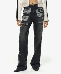 Midnight Move | pg damage pants (black)(デニムパンツ)