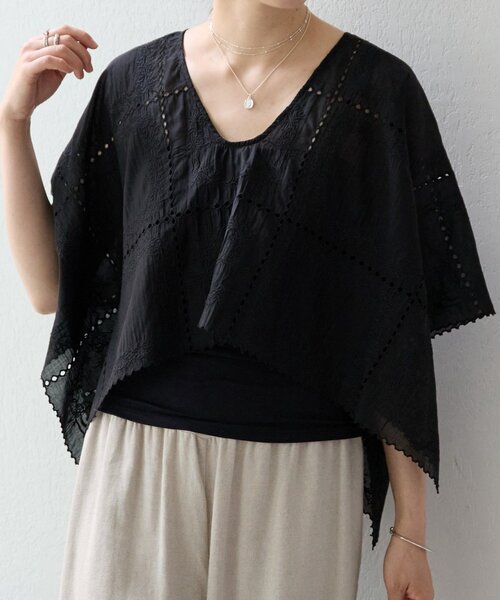 BEARDSLEY（ビアズリー）の「《HiROMITHiSTLE》スクエアフレームブラウス（シャツ/ブラウス・レディース・ブラック/ベージュ・FREE）」の3枚目の写真