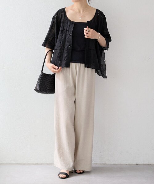 BEARDSLEY（ビアズリー）の「《HiROMITHiSTLE》スクエアフレームブラウス（シャツ/ブラウス・レディース・ブラック/ベージュ・FREE）」の5枚目の写真