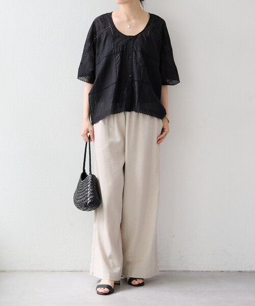 BEARDSLEY（ビアズリー）の「《HiROMITHiSTLE》スクエアフレームブラウス（シャツ/ブラウス・レディース・ブラック/ベージュ・FREE）」の6枚目の写真