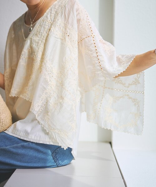 BEARDSLEY（ビアズリー）の「《HiROMITHiSTLE》スクエアフレームブラウス（シャツ/ブラウス・レディース・ブラック/ベージュ・FREE）」の21枚目の写真