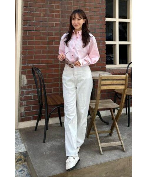 KNOWNBETTER（ノウンベター）の「Button point logo shirt_Pink（シャツ/ブラウス・レディース・ピンク・FREE）」の3枚目の写真