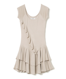 MILLO WOMEN（ミロウーマン）の「ラッフルショートスリーブドレス[ベージュ]（ワンピース）」
