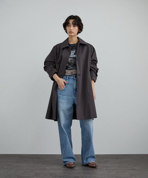 SALON adam et rope'（サロン アダム エ ロペ）の「tacca テントシルエットステンカラーコート（ステンカラーコート・レディース・ベージュ/チャコールグレー・FREE）」の5枚目の写真