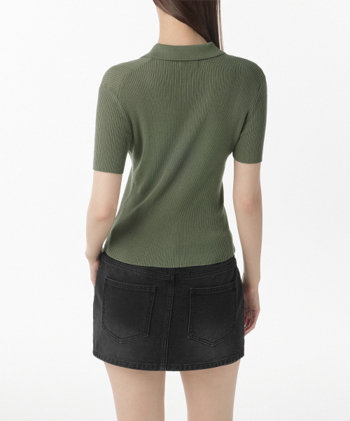 MUSINSA STANDARD WOMAN（ムシンサスタンダードウーマン）の「ウィメンズリブスリムカラー半袖カーディガン[セージ]（カーディガン/ボレロ・レディース・その他・LARGE/MEDIUM/SMALL/X-SMALL）」の2枚目の写真
