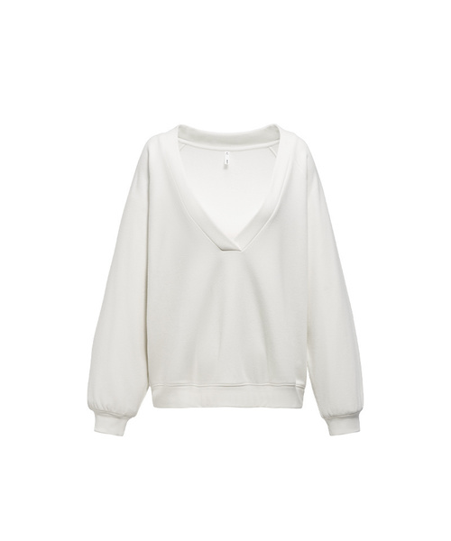 BUTTON SEOUL（ボタンソウル）の「[ウィメンズ] スリムラインVネックルーズトップ (2 COLORS)（ニット/セーター・レディース・ブラック/アイボリー・SMALL/MEDIUM/LARGE）」の2枚目の写真