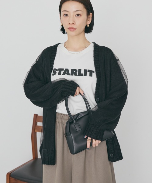 AMERICAN HOLIC（アメリカンホリック）の「チュールレイヤードカーディガン（カーディガン/ボレロ・レディース・ブラック/グレイッシュベージュ・L/M）」の8枚目の写真
