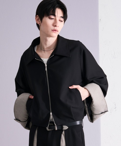 Ellno Loset(エルノロゼット)の「パターンスイッチショートブルゾン/SETUP対応(ブルゾン・メンズ・ブラック/グレー・MEDIUM/SMALL/X-SMALL/LARGE)」の1枚目の写真