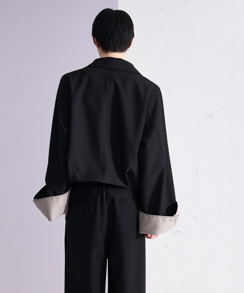 Ellno Loset(エルノロゼット)の「パターンスイッチショートブルゾン/SETUP対応(ブルゾン・メンズ・ブラック/グレー・MEDIUM/SMALL/X-SMALL/LARGE)」の13枚目の写真