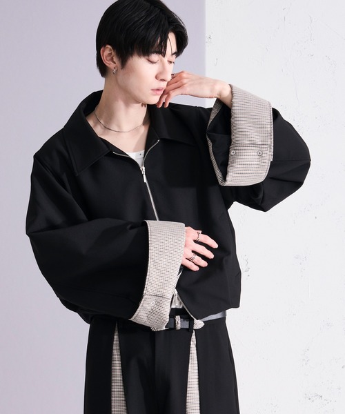 Ellno Loset(エルノロゼット)の「パターンスイッチショートブルゾン/SETUP対応(ブルゾン・メンズ・ブラック/グレー・MEDIUM/SMALL/X-SMALL/LARGE)」の7枚目の写真