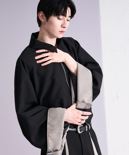 Ellno Loset(エルノロゼット)の「パターンスイッチショートブルゾン/SETUP対応(ブルゾン・メンズ・ブラック/グレー・MEDIUM/SMALL/X-SMALL/LARGE)」の9枚目の写真