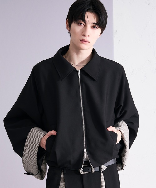 Ellno Loset(エルノロゼット)の「パターンスイッチショートブルゾン/SETUP対応(ブルゾン・メンズ・ブラック/グレー・MEDIUM/SMALL/X-SMALL/LARGE)」の10枚目の写真