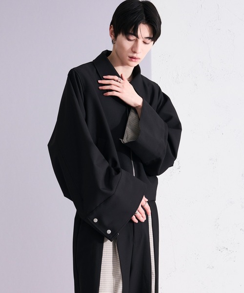 Ellno Loset(エルノロゼット)の「パターンスイッチショートブルゾン/SETUP対応(ブルゾン・メンズ・ブラック/グレー・MEDIUM/SMALL/X-SMALL/LARGE)」の15枚目の写真