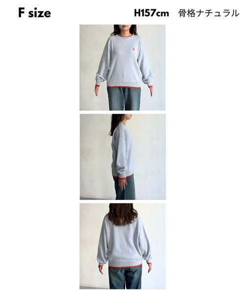 U.S. POLO ASSN.（ユーエスポロアッスン）の「【U.S. POLO ASSN.】フェイクレイヤードスウェットライクニット（ニット/セーター・レディース・ライトグレー/ネイビー/オレンジ/サックスブルー/チャコールグレー・FREE）」の7枚目の写真