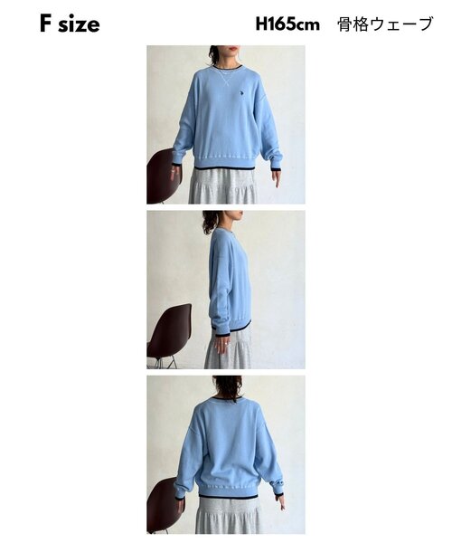 U.S. POLO ASSN.（ユーエスポロアッスン）の「【U.S. POLO ASSN.】フェイクレイヤードスウェットライクニット（ニット/セーター・レディース・ライトグレー/ネイビー/オレンジ/サックスブルー/チャコールグレー・FREE）」の8枚目の写真