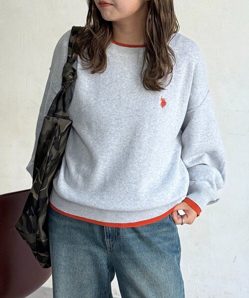U.S. POLO ASSN.（ユーエスポロアッスン）の「【U.S. POLO ASSN.】フェイクレイヤードスウェットライクニット（ニット/セーター・レディース・ライトグレー/ネイビー/オレンジ/サックスブルー/チャコールグレー・FREE）」の9枚目の写真