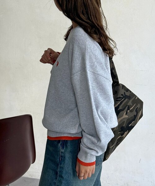 U.S. POLO ASSN.（ユーエスポロアッスン）の「【U.S. POLO ASSN.】フェイクレイヤードスウェットライクニット（ニット/セーター・レディース・ライトグレー/ネイビー/オレンジ/サックスブルー/チャコールグレー・FREE）」の10枚目の写真