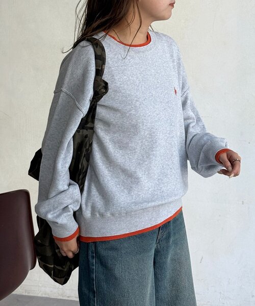 U.S. POLO ASSN.（ユーエスポロアッスン）の「【U.S. POLO ASSN.】フェイクレイヤードスウェットライクニット（ニット/セーター・レディース・ライトグレー/ネイビー/オレンジ/サックスブルー/チャコールグレー・FREE）」の12枚目の写真