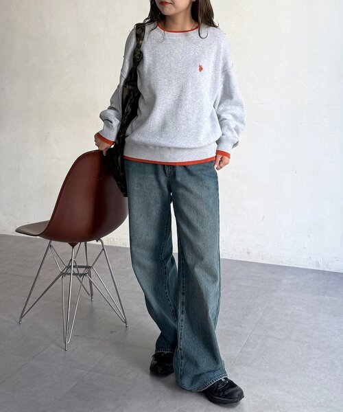 U.S. POLO ASSN.（ユーエスポロアッスン）の「【U.S. POLO ASSN.】フェイクレイヤードスウェットライクニット（ニット/セーター・レディース・ライトグレー/ネイビー/オレンジ/サックスブルー/チャコールグレー・FREE）」の13枚目の写真