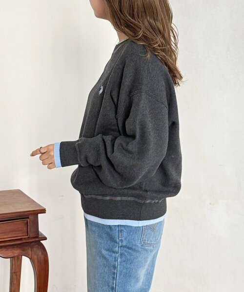 U.S. POLO ASSN.（ユーエスポロアッスン）の「【U.S. POLO ASSN.】フェイクレイヤードスウェットライクニット（ニット/セーター・レディース・ライトグレー/ネイビー/オレンジ/サックスブルー/チャコールグレー・FREE）」の16枚目の写真