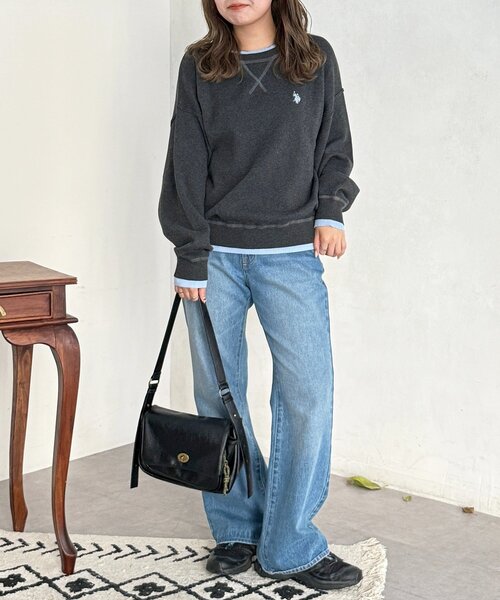 U.S. POLO ASSN.（ユーエスポロアッスン）の「【U.S. POLO ASSN.】フェイクレイヤードスウェットライクニット（ニット/セーター・レディース・ライトグレー/ネイビー/オレンジ/サックスブルー/チャコールグレー・FREE）」の19枚目の写真