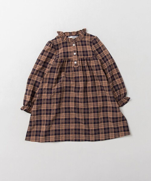 BRANSHES（ブランシェス）の「チェック柄ワンピース（ワンピース・キッズ・ベージュ/ネイビー・80/100/90/140/110/150/120/130）」の2枚目の写真