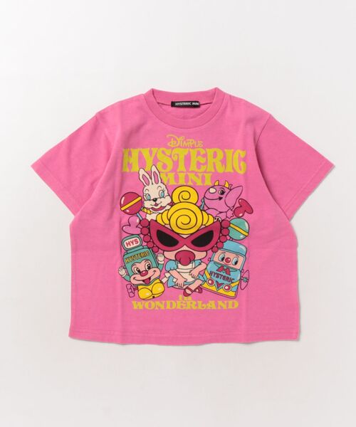 HYSTERIC MINI(ヒステリックミニ)の「HYSTERIC MINI IN WONDERLAND WITH GLITTER LOGO BIG Tシャツ(Tシャツ/カットソー・キッズ・ピンク/ブラック・120/110)」の2枚目の写真