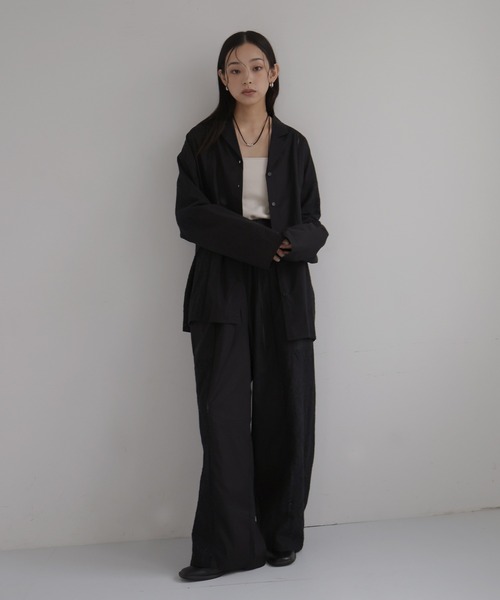  hellam（へラム）の「刺繍レースオープンカラーシャツ（シャツ/ブラウス・レディース・ブラック/ホワイト・FREE）」の6枚目の写真
