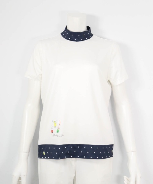 Picone CLUB(ピッコーネクラブ)の「ドット切替UV速乾プルオーバー(Tシャツ/カットソー・レディース・ホワイト×グリーン/ブラック/ホワイト×ネイビー・13号/11号/9号)」の3枚目の写真