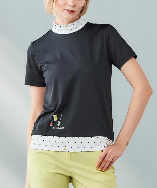 Picone CLUB(ピッコーネクラブ)の「ドット切替UV速乾プルオーバー(Tシャツ/カットソー・レディース・ホワイト×グリーン/ブラック/ホワイト×ネイビー・13号/11号/9号)」の16枚目の写真