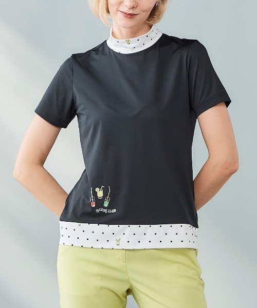 Picone CLUB(ピッコーネクラブ)の「ドット切替UV速乾プルオーバー(Tシャツ/カットソー・レディース・ホワイト×グリーン/ブラック/ホワイト×ネイビー・13号/11号/9号)」の10枚目の写真