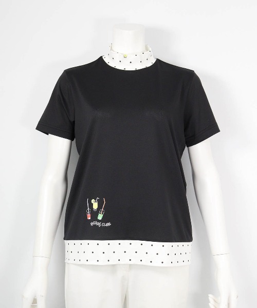 Picone CLUB(ピッコーネクラブ)の「ドット切替UV速乾プルオーバー(Tシャツ/カットソー・レディース・ホワイト×グリーン/ブラック/ホワイト×ネイビー・13号/11号/9号)」の4枚目の写真