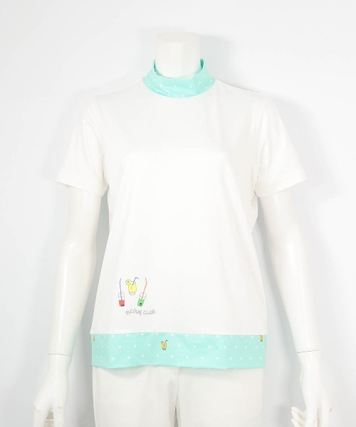 Picone CLUB(ピッコーネクラブ)の「ドット切替UV速乾プルオーバー(Tシャツ/カットソー・レディース・ホワイト×グリーン/ブラック/ホワイト×ネイビー・13号/11号/9号)」の6枚目の写真