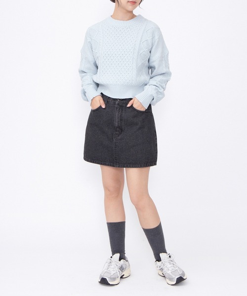 PUNYUS（プニュズ）の「台形デニムミニスカート（デニムスカート・レディース・ブラック/ライトブルー・2/1/5/4/3）」の18枚目の写真