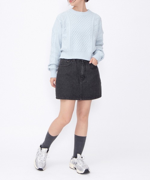 PUNYUS（プニュズ）の「台形デニムミニスカート（デニムスカート・レディース・ブラック/ライトブルー・2/1/5/4/3）」の16枚目の写真