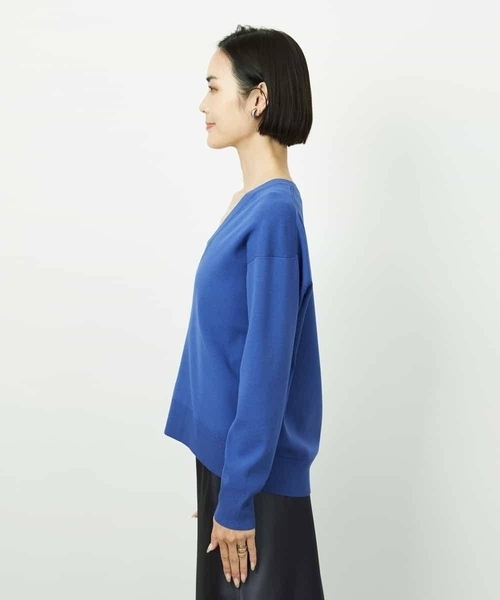 MICHEL KLEIN(ミッシェル・クラン)の「Vネックニットプルオーバー(ニット/セーター・レディース・サンドベージュ/ブルー・38)」の10枚目の写真