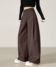 フロント切り替えタックロングパンツ