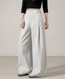 フロント切り替えタックロングパンツ