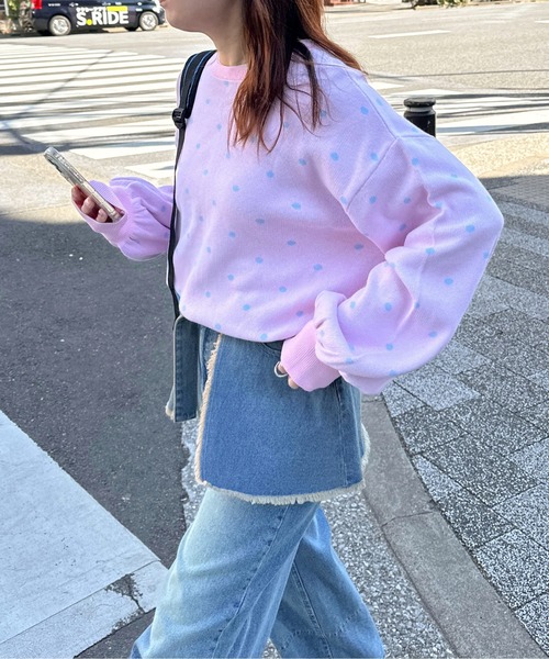 PILIT(ピリット)の「2way ドットジャガードカーディガン(カーディガン/ボレロ・レディース・ネイビー/杢グレー/ピンク/イエロー・MEDIUM)」の15枚目の写真