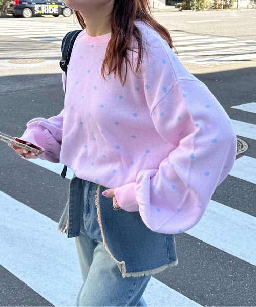 PILIT(ピリット)の「2way ドットジャガードカーディガン(カーディガン/ボレロ・レディース・ネイビー/杢グレー/ピンク/イエロー・MEDIUM)」の16枚目の写真