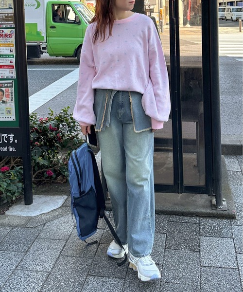 PILIT(ピリット)の「2way ドットジャガードカーディガン(カーディガン/ボレロ・レディース・ネイビー/杢グレー/ピンク/イエロー・MEDIUM)」の5枚目の写真