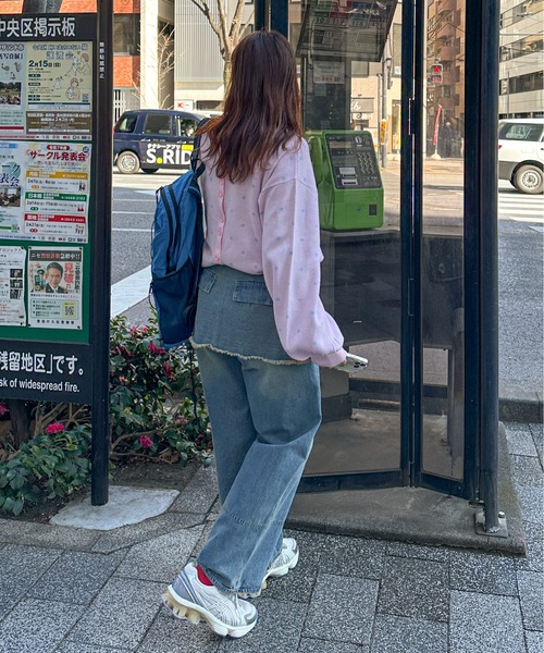 PILIT(ピリット)の「2way ドットジャガードカーディガン(カーディガン/ボレロ・レディース・ネイビー/杢グレー/ピンク/イエロー・MEDIUM)」の7枚目の写真