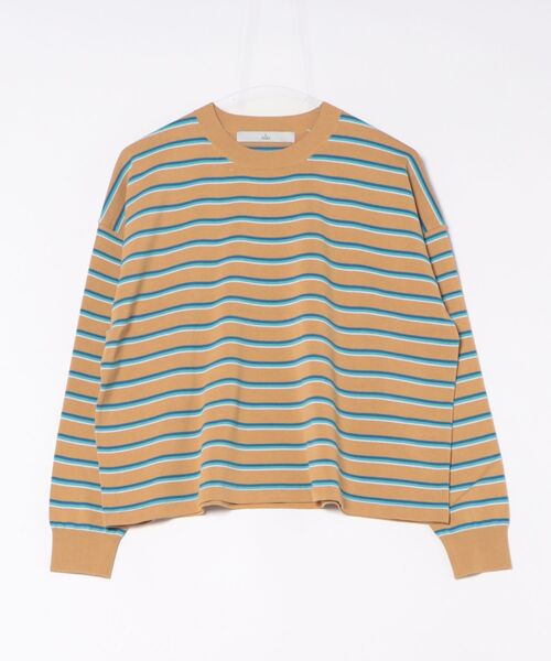 Tiara(ティアラ)の「マルチボーダーニット(ニット/セーター・レディース・ピンク/キャメル・FREE)」の2枚目の写真