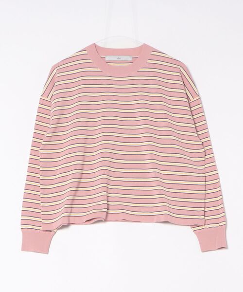 Tiara(ティアラ)の「マルチボーダーニット(ニット/セーター・レディース・ピンク/キャメル・FREE)」の1枚目の写真