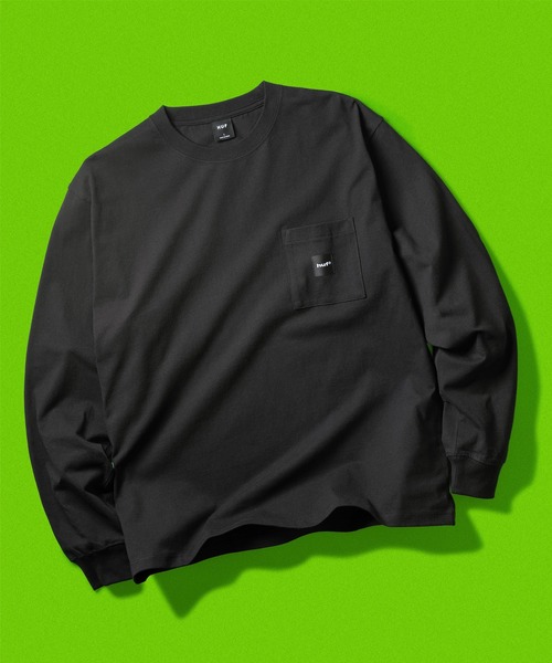 HUF(ハフ)の「BOX LOGO POCKET LS TEE(Tシャツ/カットソー・メンズ・ブラック/ダークグリーン/オレンジ系その他/ホワイト・S/M/L/XL/XXL)」の1枚目の写真
