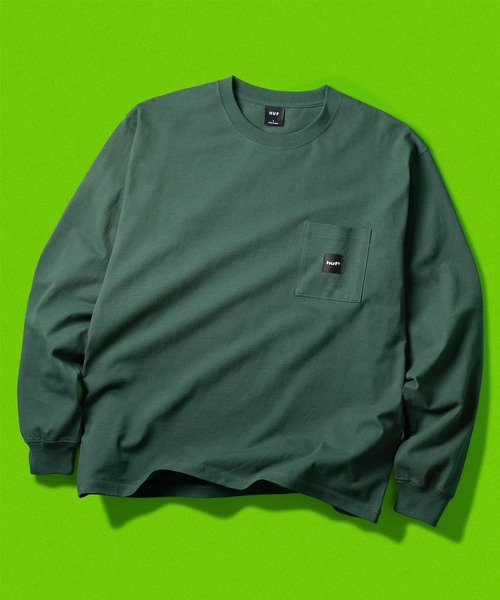 HUF(ハフ)の「BOX LOGO POCKET LS TEE(Tシャツ/カットソー・メンズ・ブラック/ダークグリーン/オレンジ系その他/ホワイト・S/M/L/XL/XXL)」の3枚目の写真